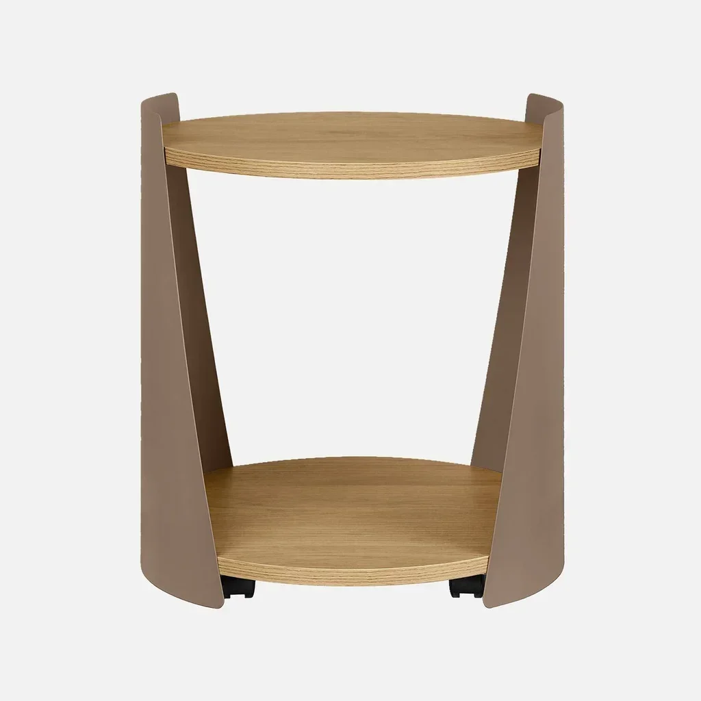 Table d'appoint Molto métal courbé bois roulettes mobile salon chambre