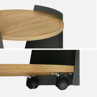 Table d'appoint Molto métal courbé et bois à roulettes