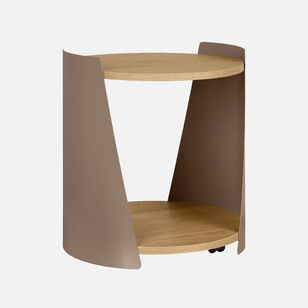 Table d'appoint Molto métal courbé bois roulettes mobile salon chambre