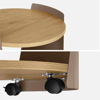 Table d'appoint Molto métal courbé bois roulettes mobile salon chambre