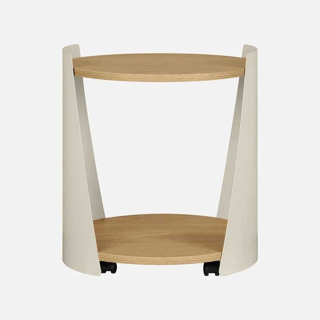 Table d'appoint Molto métal courbé et bois avec roulettes