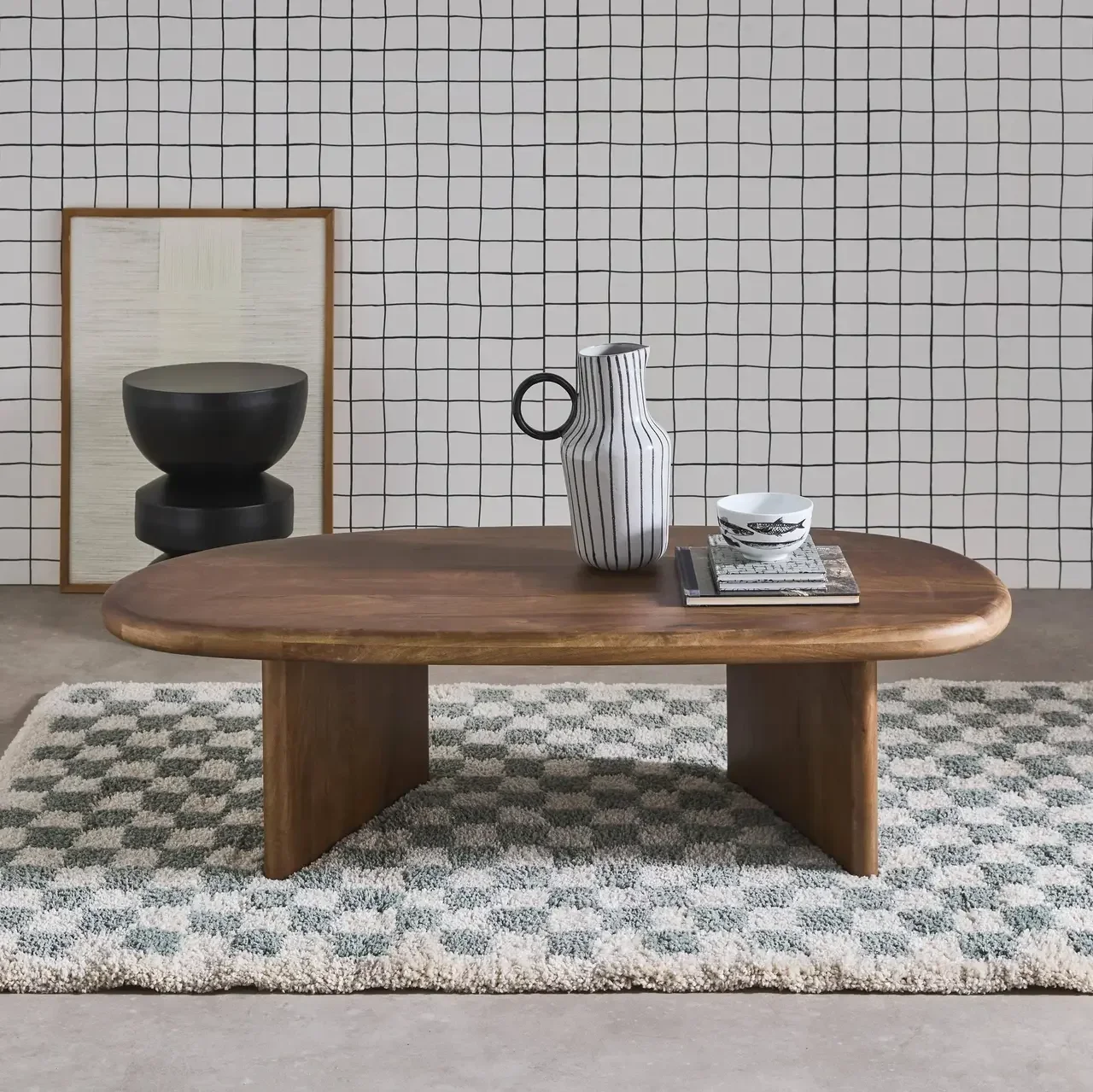 Table basse ovale bois manguier design organique salon