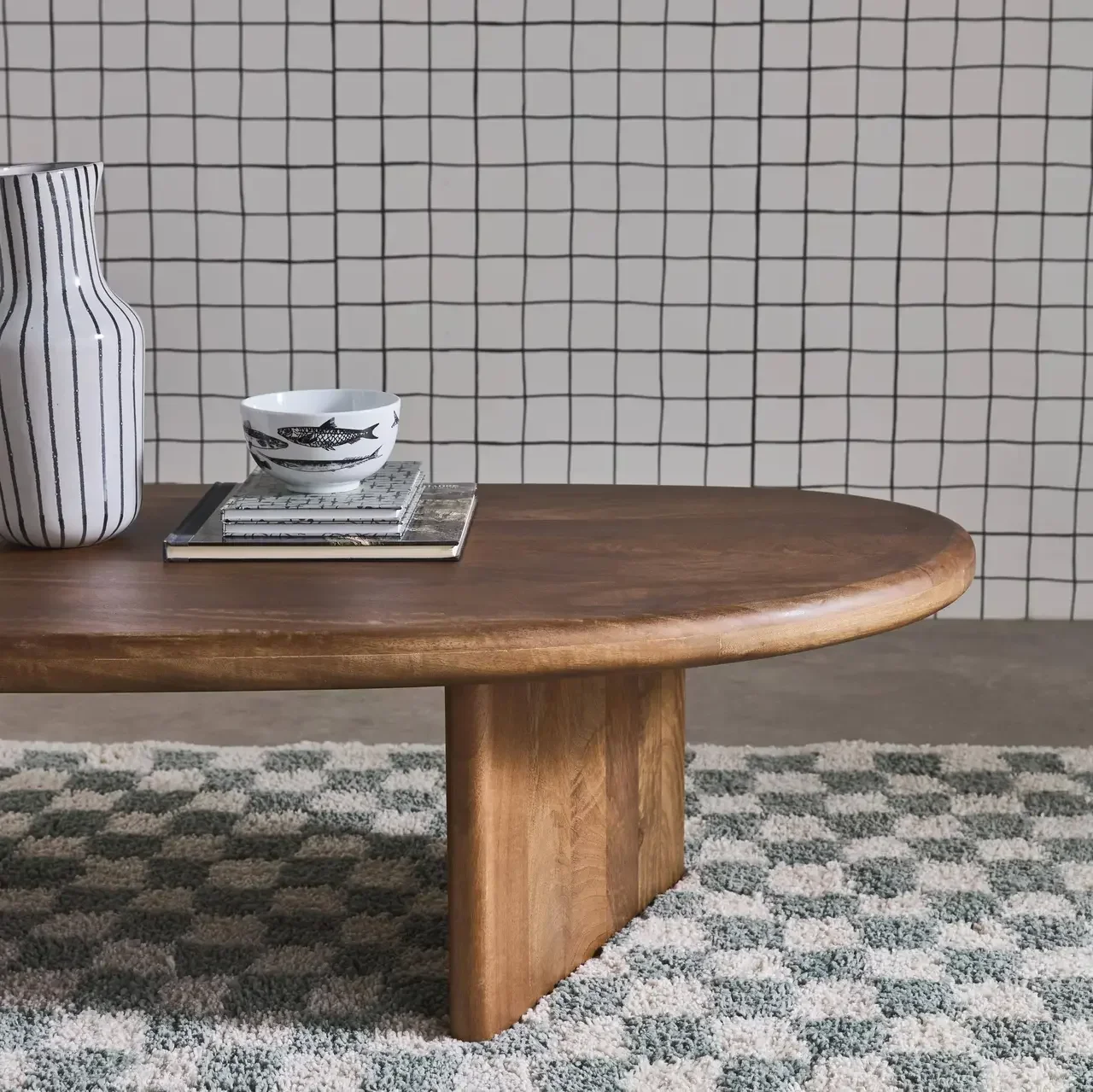 Table basse ovale bois manguier design organique salon
