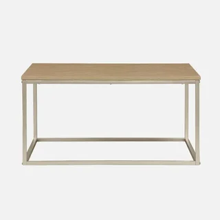 Square wood coffee table chevron pattern champagne metal legs