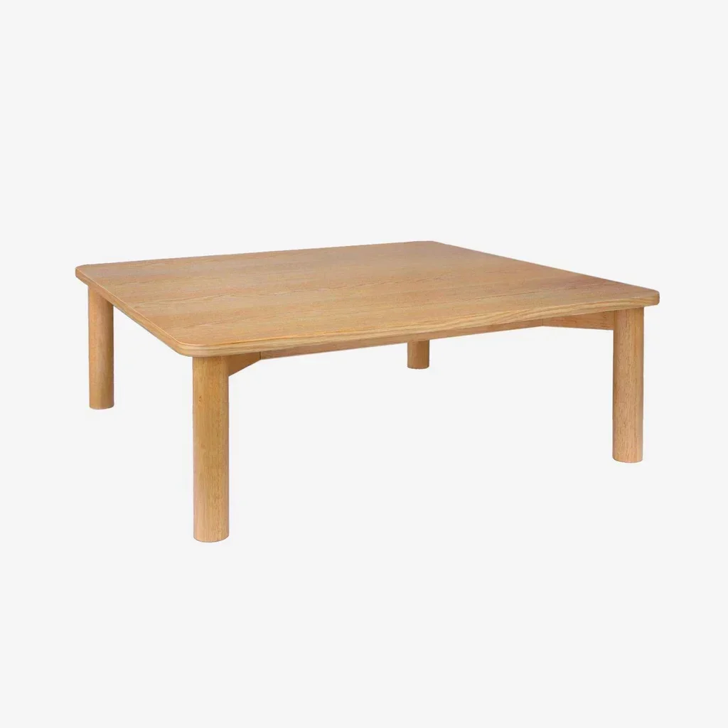 Mesa de centro cuadrada madera maciza Hevea acabado roble Solène salón