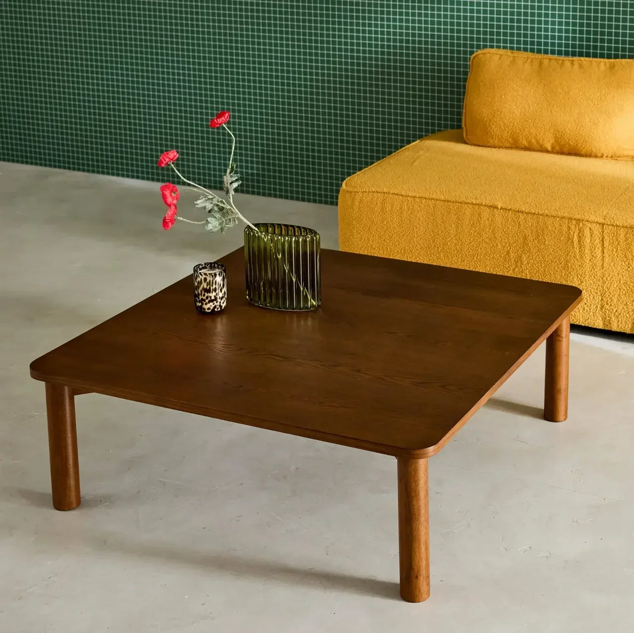 Mesa de Centro Cuadrada Solène Madera Hevea Roble Salón