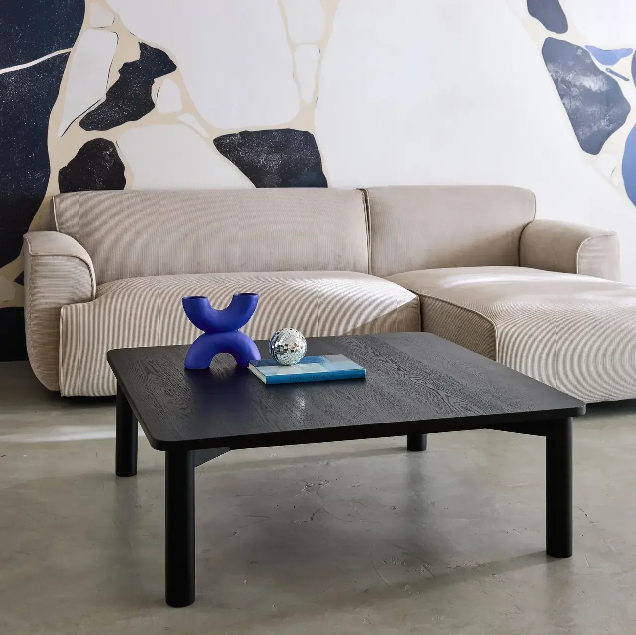 Mesa de Centro Cuadrada Solène Madera Hevea Roble Salón