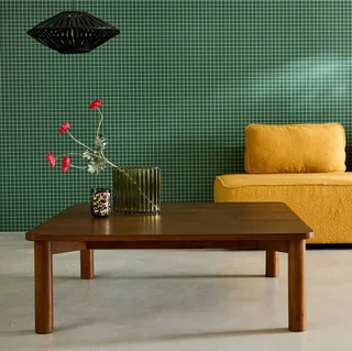 Mesa de Centro Cuadrada Solène Madera Hevea Roble Salón