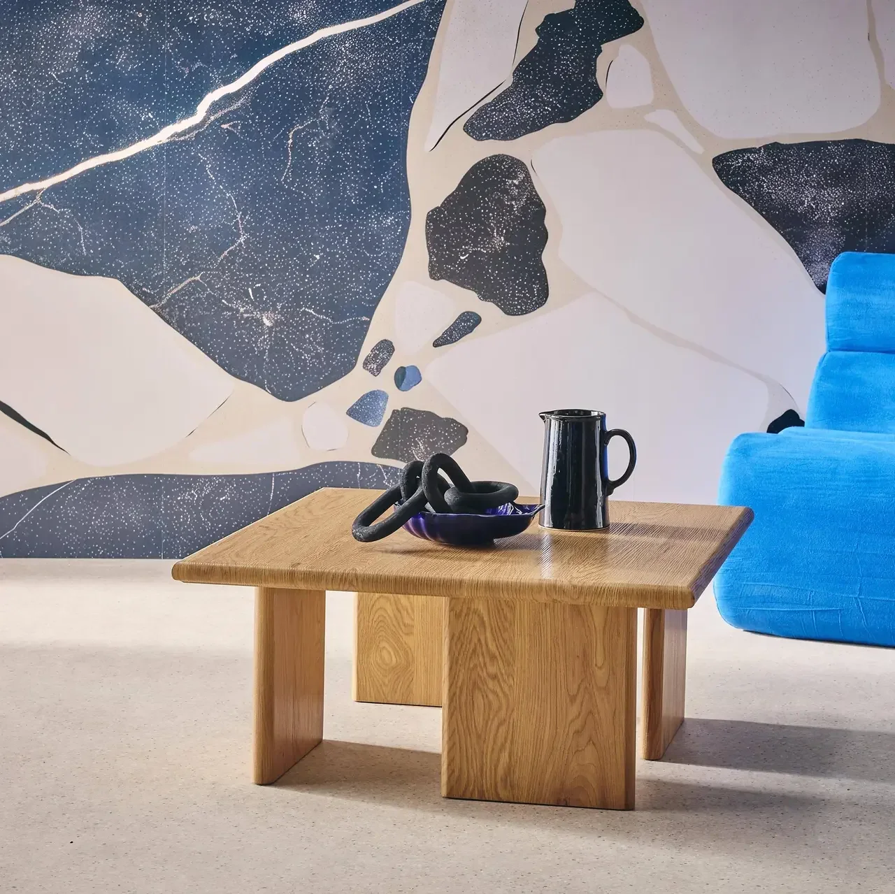 Square solid wood coffee table contemporary style living room