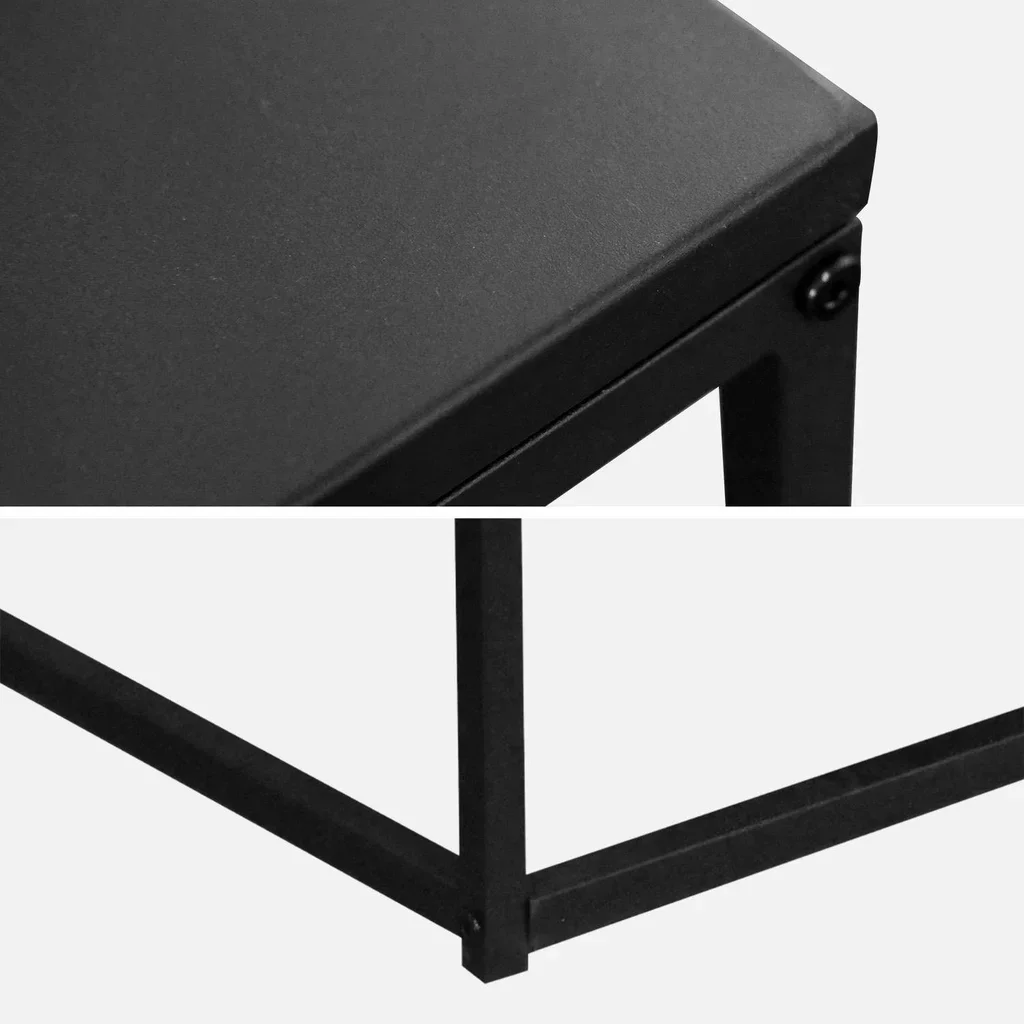 Mesa de centro quadrada de metal preto fosco estilo industrial