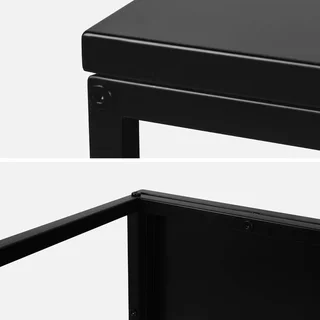 Table basse carrée style industriel métal noir mat salon