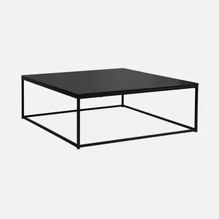 Table basse carrée style industriel métal noir mat salon