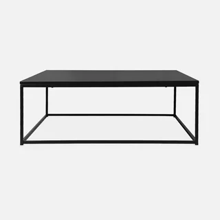 Table basse carrée style industriel métal noir mat salon