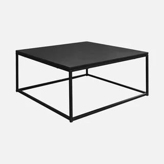 Mesa de centro quadrada de metal preto fosco estilo industrial