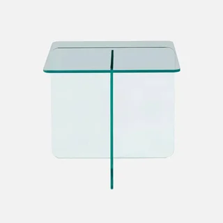 Table basse carrée verre trempé transparent Glintz design moderne