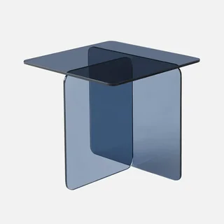 Table basse carrée verre trempé transparent coins arrondis design moderne salon
