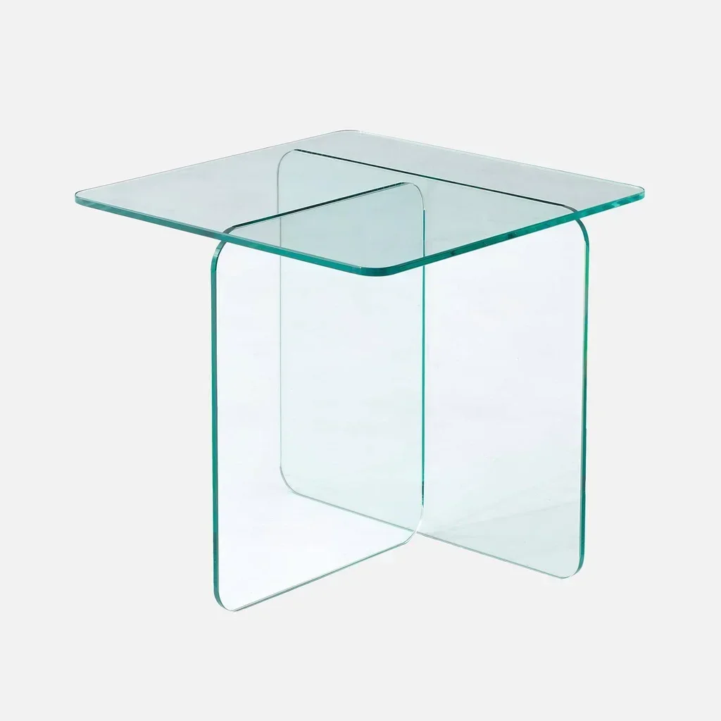 Table basse carrée verre trempé transparent Glintz design moderne