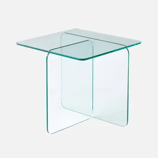 Table basse carrée verre trempé transparent Glintz design moderne