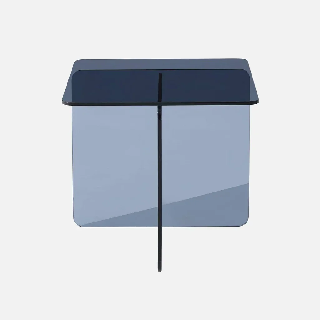 Table basse carrée verre trempé transparent coins arrondis design moderne salon