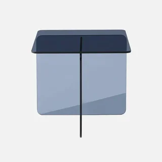 Table basse carrée verre trempé transparent coins arrondis design moderne salon