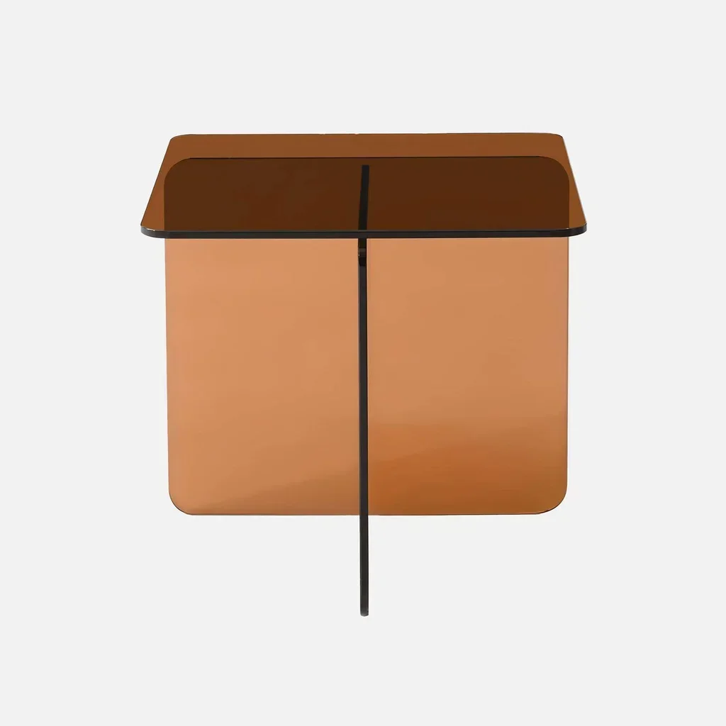 Table basse carrée verre trempé transparent Glintz design moderne