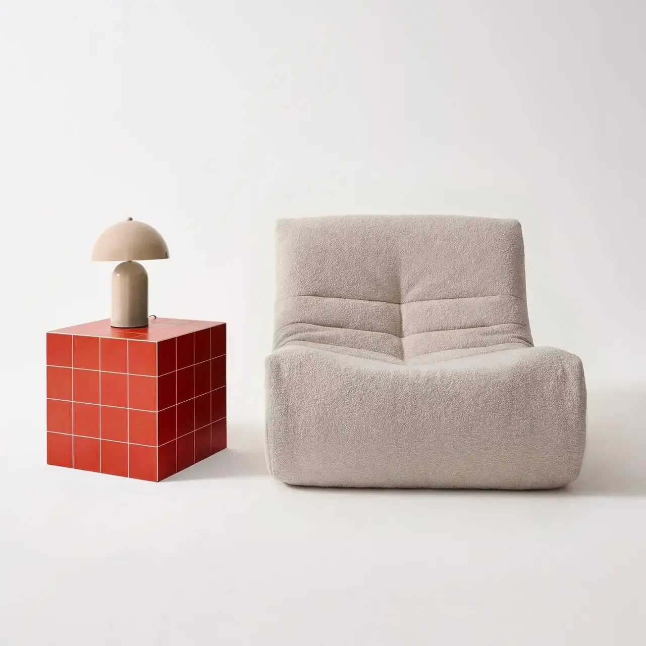 Table basse cubique 40x40cm effet carreaux de ciment style vintage