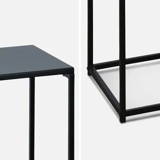 Black Industrial Nesting Coffee Table Set of 2 - Stackable Side Tables