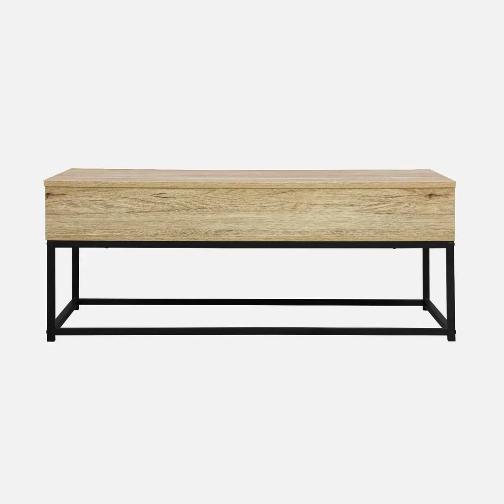 Mesa de centro elevatória madeira maciça estilo industrial preto fosco
