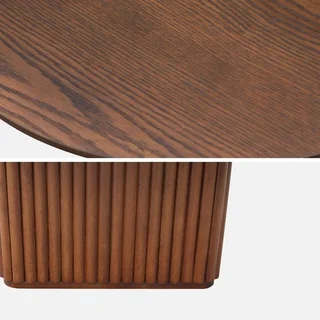 Table basse ovale bois hévéa chêne design moderne salon Gabrielle