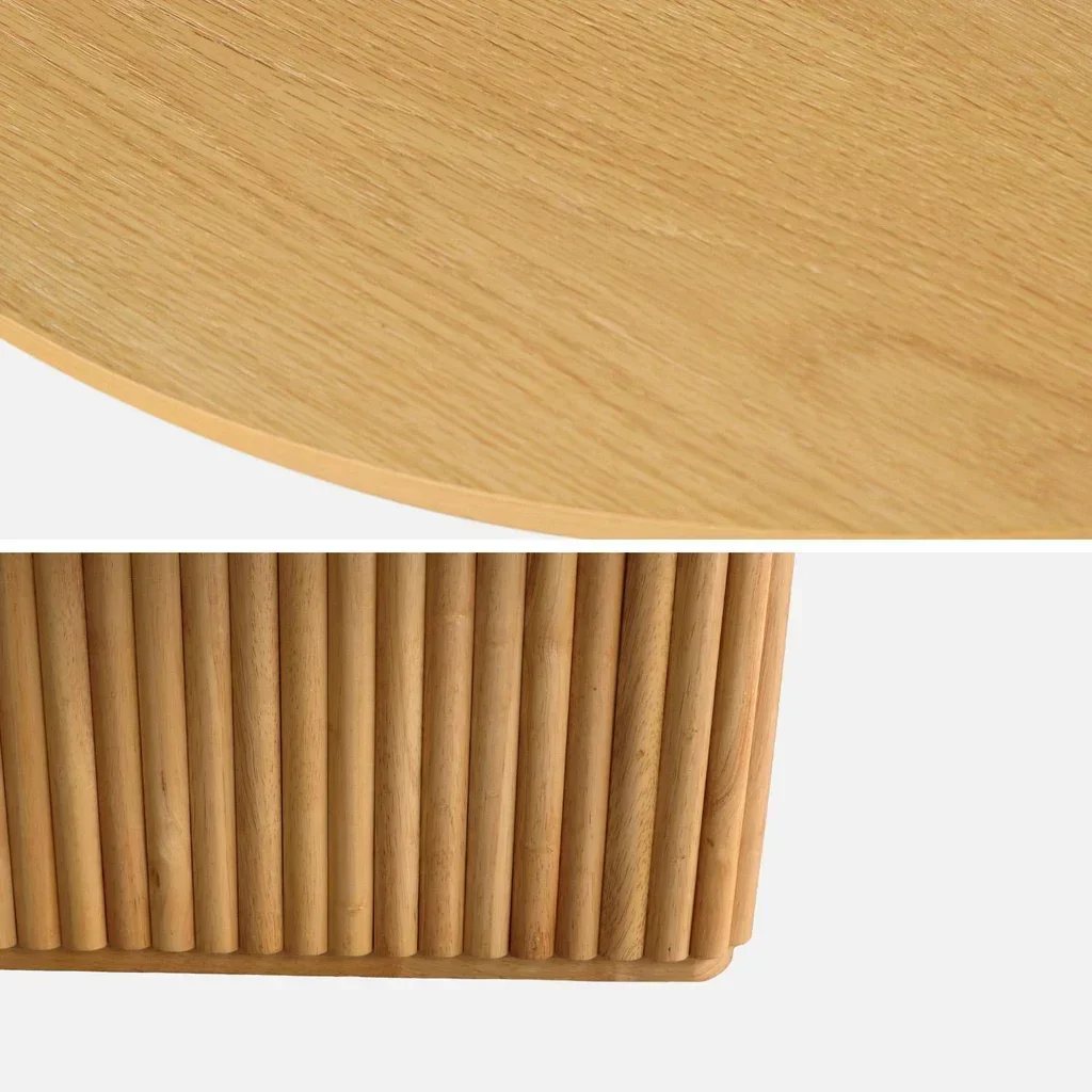Table basse ovale bois hévéa finition chêne design contemporain Gabrielle