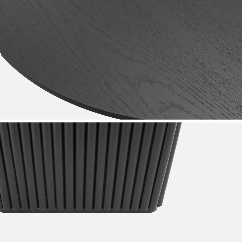 Table basse ovale bois hévéa chêne salon design Gabrielle