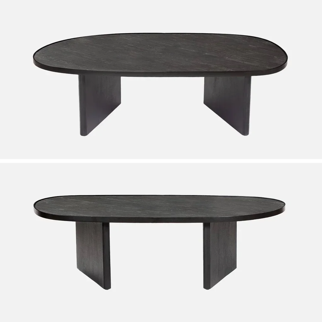 Table basse ovale Shiva bois manguier pierre naturelle salon
