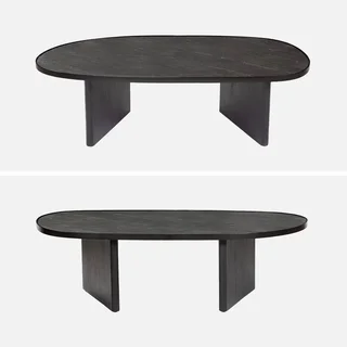 Table basse ovale Shiva bois manguier pierre naturelle salon
