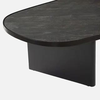 Table basse ovale Shiva bois manguier pierre naturelle salon