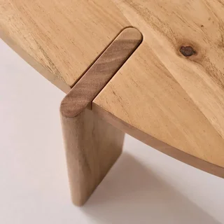 Table basse ovale bois massif manguier style exotique noyer Reva