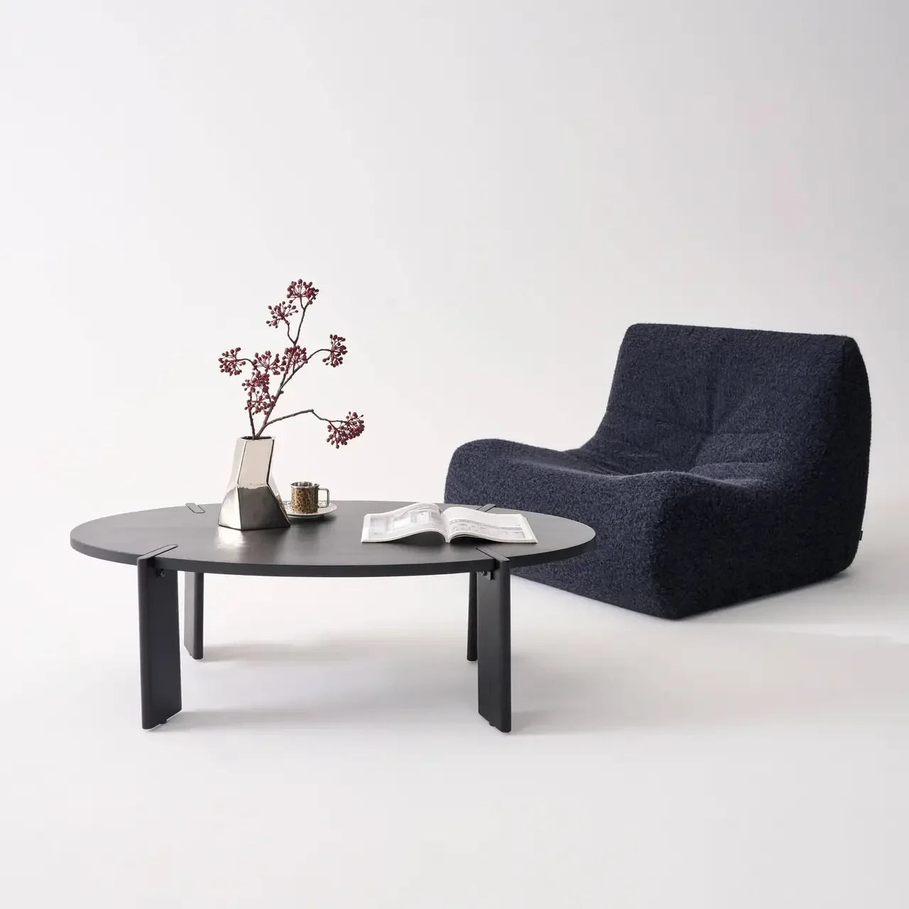 Table basse ovale bois massif manguier style exotique noyer