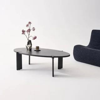 Table basse ovale bois massif manguier style exotique noyer
