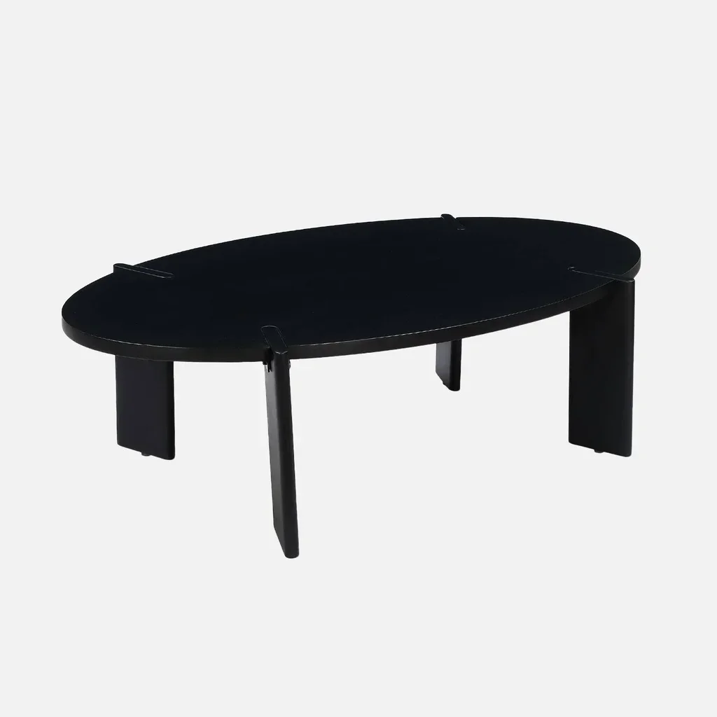 Table basse ovale bois massif manguier style exotique noyer