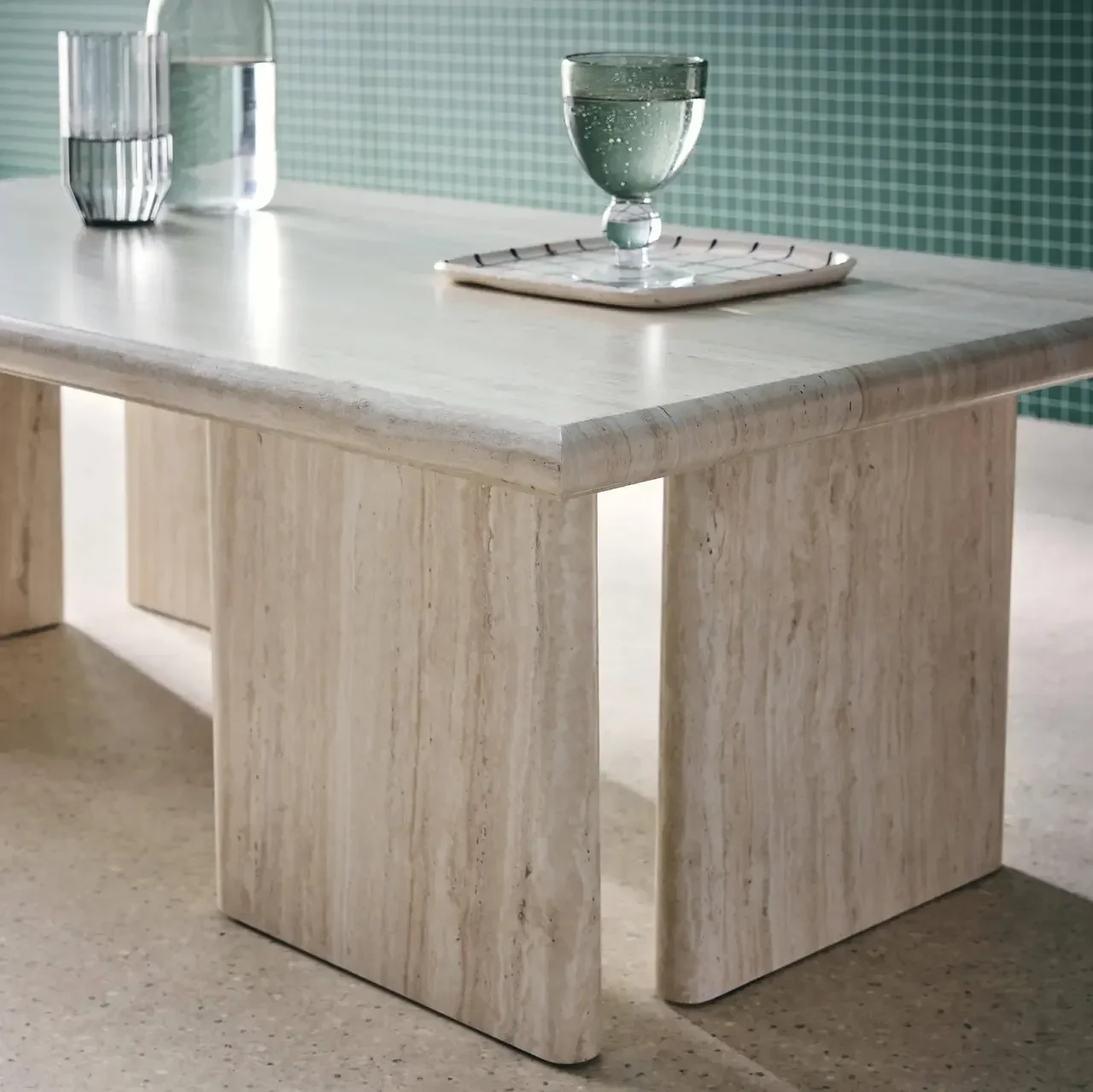 Table basse rectangulaire effet bois design minimaliste salon moderne