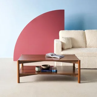 Mesa de centro retangular 2 prateleiras efeito madeira nogueira Harmony