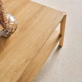 Mesa de centro retangular 2 prateleiras efeito madeira nogueira Harmony