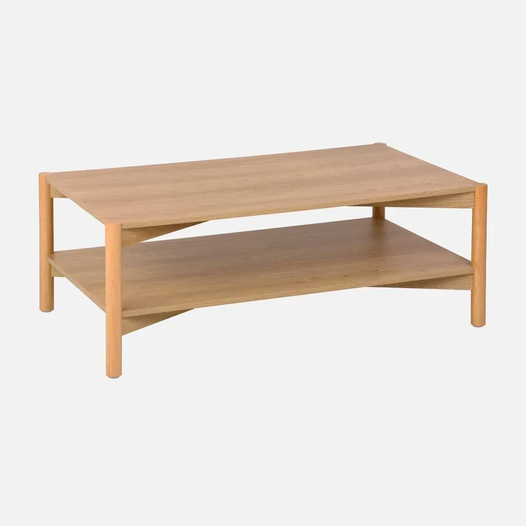 Mesa de centro retangular 2 prateleiras efeito madeira nogueira Harmony