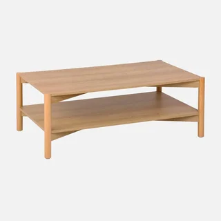 Mesa de centro retangular 2 prateleiras efeito madeira nogueira Harmony