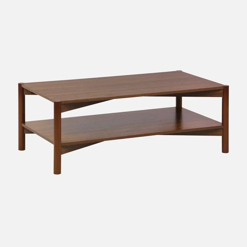 Mesa de centro retangular 2 prateleiras efeito madeira nogueira Harmony