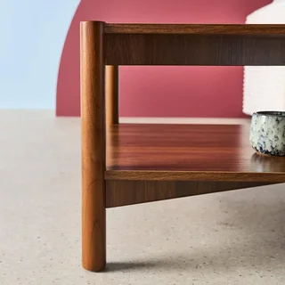 Mesa de centro retangular 2 prateleiras efeito madeira nogueira Harmony