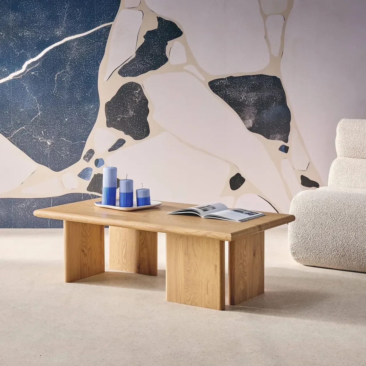 Table basse rectangulaire effet bois design minimaliste salon moderne