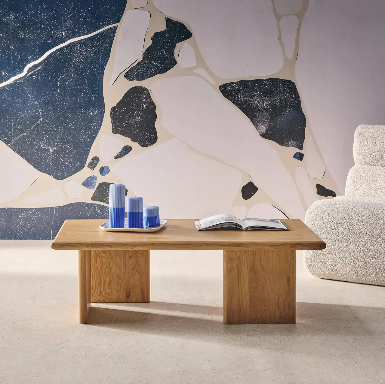 Table basse rectangulaire effet bois design minimaliste salon moderne