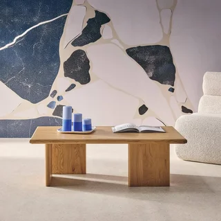Table basse rectangulaire effet bois design minimaliste salon moderne