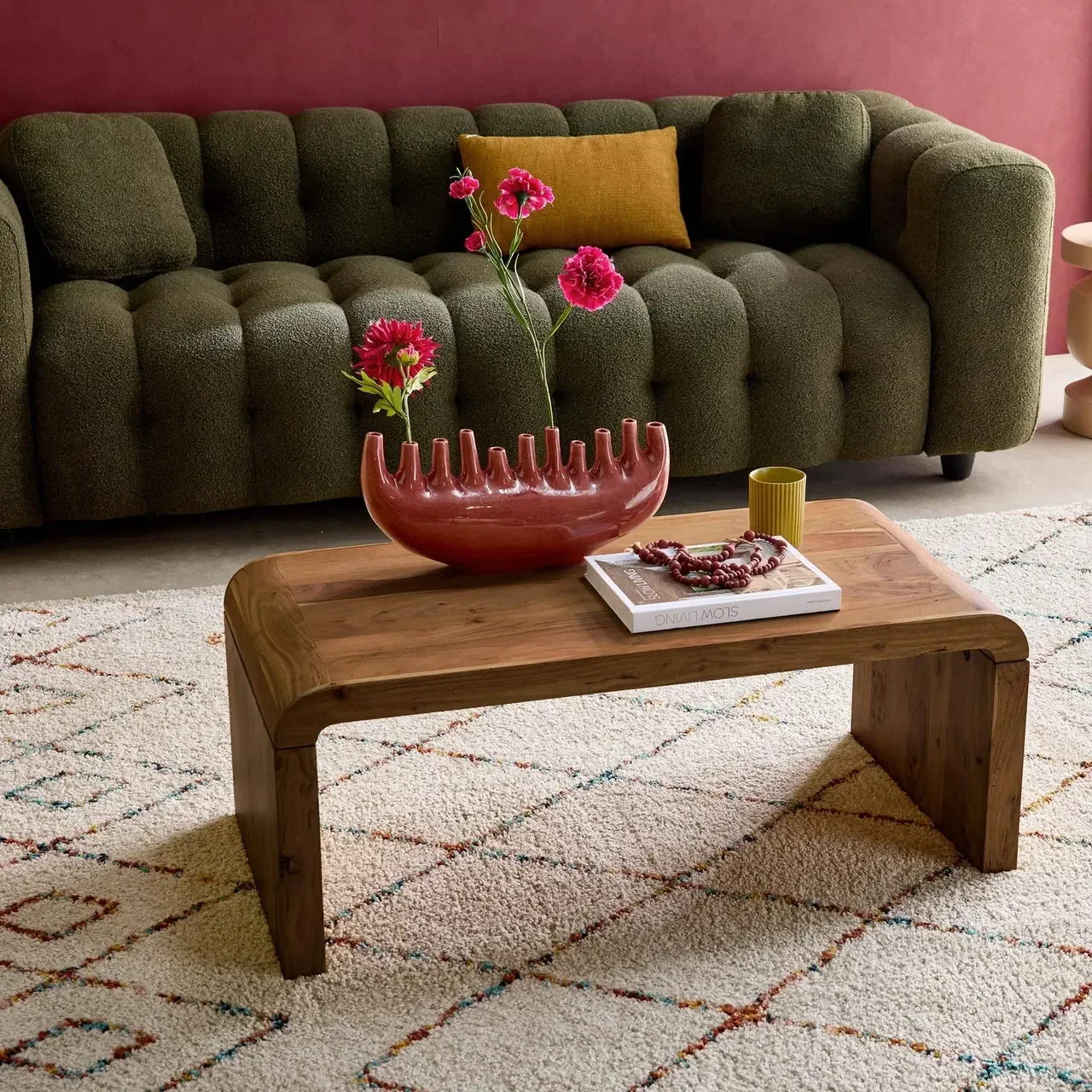 Table basse rectangulaire Dana bois acacia massif style exotique 100x50cm