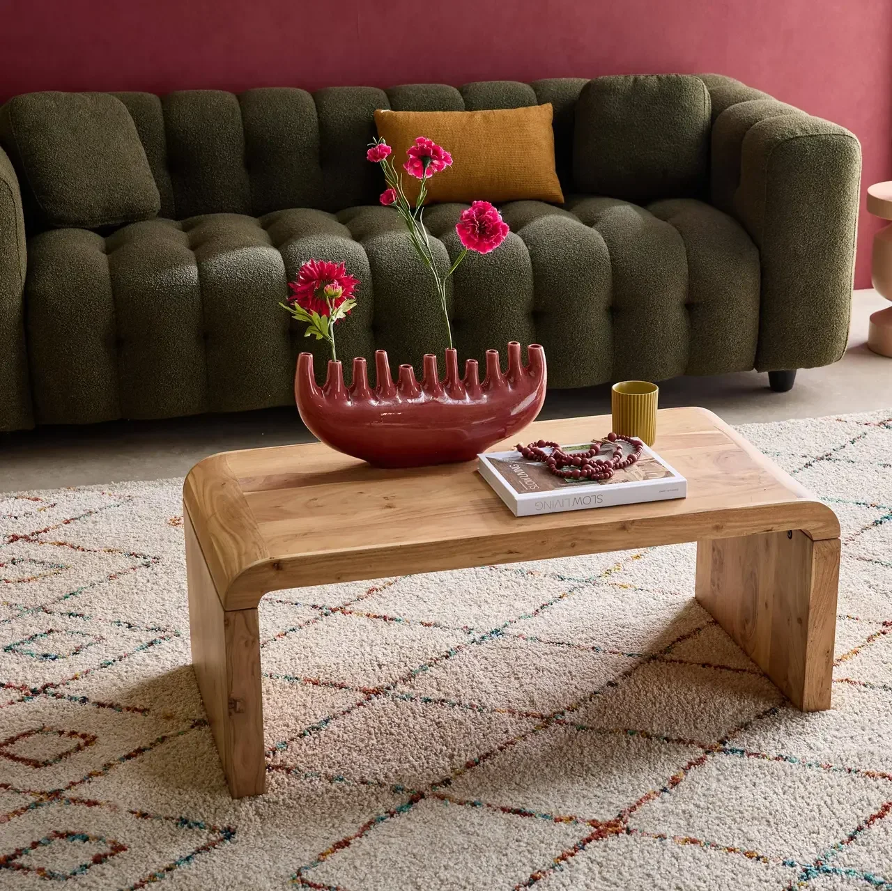 Table basse rectangulaire bois acacia massif style exotique Dana 100cm